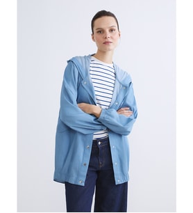 LCWAIKIKI Classic İndigo Kapüşonlu Oversize Kadın Jean Ceket