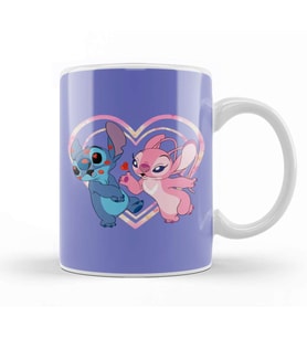 Lilo And Stitch Stitch and Angel Kiss Kupa Bardak Porselen