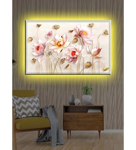 Led Işıklı Beyaz Çiçek (yatak Odası Tablosu)