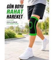 Örme Dizlik Nefes Alabilen Esnek Diz Destekleyici Spor ve Günlük Kullanım Siyah Yeşil