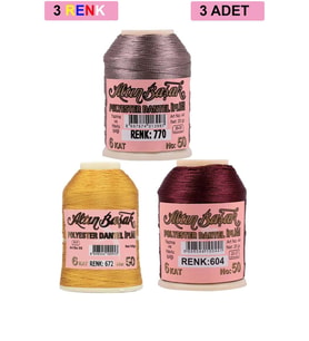 Northcity 3 Adet Altınbaşak Oya ve Dantel İpi 20 gr - Royaleks - No: 672 - 604 - 770