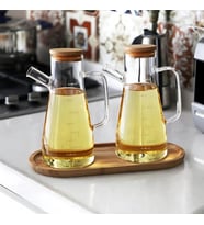 Ahşap Stantlı 2'li Yağdanlık Seti 2x 900ml