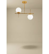 Axella Sarkıt 2'li Camlı Avize - Şık Tasarımlı Modern Avize (Gold)