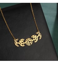 Kişiye Özel 925 Ayar Gümüş Ayın Evreleri Kolye (Gold)