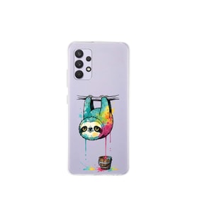 Samsung Galaxy A13 ile Uyumlu Splash Tembel Hayvan Tasarımlı Şeffaf Silikon Kılıf