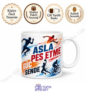 Spor Tutkunu İçin Motivasyon Yazılı Baskılı Kupa Bardak Hediye Sporcu Mug