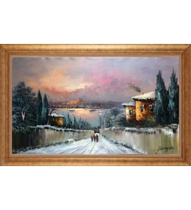 EV İŞYERİ OFİS İÇİN ALTIN ÇERÇEVELİ PASPARTULU TABLO VB718