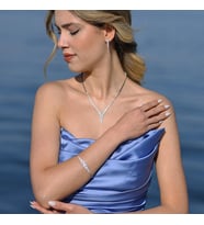 Yaprak Modeli Taşlı Starlight Diamond Gümüş Set