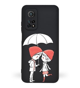 Xiaomi Mi 10T Pro Uyumlu Lansman Kılıf Aşk Tasarımlı İçi Kadife Kapak-Siyah (Şeffaf)