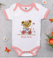 BK Kids Kişiye Özel Pembe Bebek Body Zıbın - Model 137