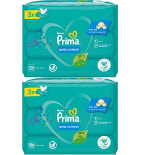 Prima Islak Havlu Mendil Temiz ve Ferah (Bitki Bazlı) 6 Lı Set (2PK*3) 312 Yaprak