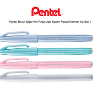 Pentel Brush Sign Pen Fırça Uçlu Kalem Pastel Renkler 4lü Set 1