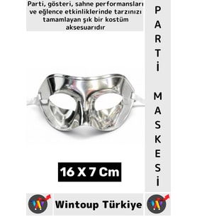 #PartiMaskesi Kadın Erkek Kostüm Davet Yılbaşı Cosplay Metalize Parlak Şık Parti Maskesi 16 X 7 Cm