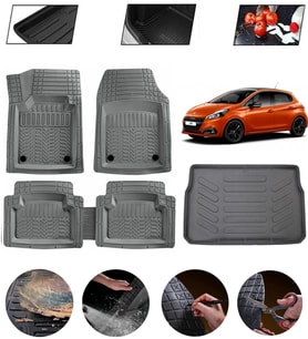 Peugeot 208 2012-2019 Uyumlu Paspas Araca Özel Bagaj Havuzu MBS Gri