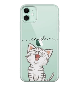 Yavru Kedi Tasarımlı Şeffaf Telefon Kılıfı (Tüm Modeller Mevcuttur)