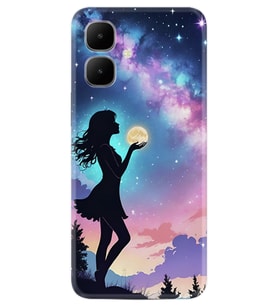 Infinix Smart 10 Kılıf Boutique Baskılı Resimli Woman in Moon Pcode -005