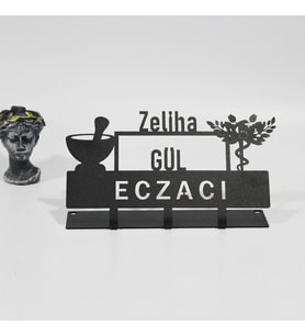 Eczacı Masaüstü İsimlik - Metal Masa İsimliği - Kişiye Özel İsimlik