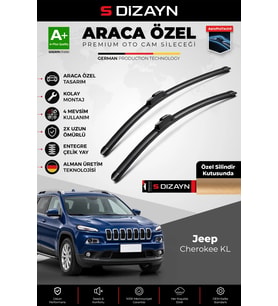 S-Dizayn Jeep Cherokee KL Ön Cam Silecek Seti 2013-2023 Premium Araca Özel 65-45 Cm A+ Kalite