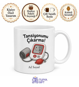 Tansiyon Aleti Çizimli Tansiyonumu Çıkarma Esprili Anne Kupası Hediye Bardak