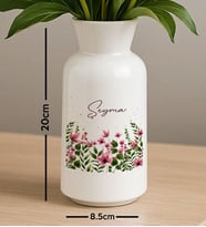 BK Gift Kişiye Özel Çiçek Tasarımlı Seramik Vazo-5, Ev Hediyesi, Ofis Hediyesi