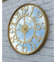 Markakanvas Metal Kasa AYNALI Duvar Saati  ( Çap 50 cm -Çap 80 cm ) (Altın)