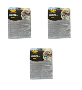 Miss Clean Mikrofiber Kareli Yüzey Cam Temizlik Bezi 50x70 Cm Süper Emici - 320 Gr. - Gri - 3 Adet