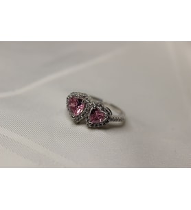 925 Ayar Gümüş Pembe Taşlı Yüzük