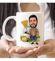 Kişiye Özel Temizlikçi Erkek Karikatürlü Kupa Bardak