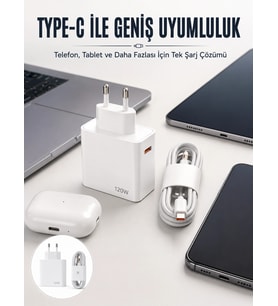 Type-C 120W Şarj Aleti Hızlı Şarj Turbo Yeni Nesil