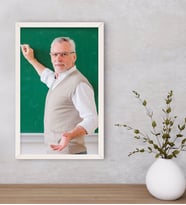 BK Gift Kişiye Özel Erkek Öğretmen Fotoğraflı Dekoratif Ahşap Beyaz Çerçeveli Tablo-1