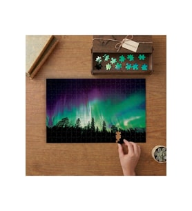 Kuzey Işıkları - Çam Ağaçları Tasarımı 240 parça Ahşap Puzzle Ahşap Kutuda MP06339