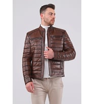Erkek Hakiki Deri Spor Mont (Kahverengi)