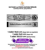 GÜMÜŞ METAL KAPI İSİMLİĞİ SETİ 3'LÜ - KAPI İSİMLİĞİ, KAPI NUMARASI, POSTA KUTUSU İSİMLİĞİ
