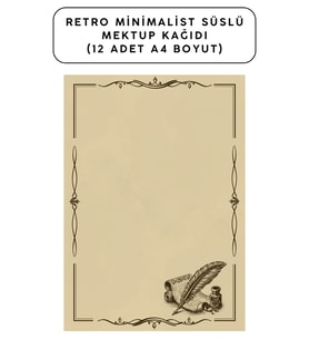 Retro Minimalist Süslü Mektup Kağıdı (12 Adet A4 Boyut)