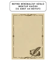Retro Minimalist Süslü Mektup Kağıdı (12 Adet A4 Boyut)