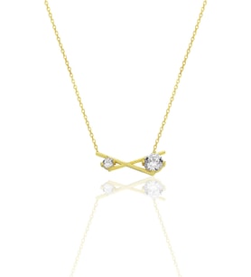 Gümüş altın yaldızlı zirkon taşlı modern çapraz kolye SGTL12794GOLD
