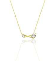 Gümüş altın yaldızlı zirkon taşlı modern çapraz kolye SGTL12794GOLD