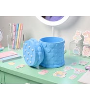 Northcity 3D Baskı Kabartma Kalp Desenli Kapaklı Kalemlik - Masaüstü Organizer - Mavi