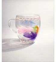 Tüylü Çift Cidarlı Kupa HEDİYELİK Cup 350 Ml Çift Cidarlı Çay Bardağı Kahve Kupası