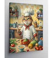 Kanvas Tablo Yemek Yapan Kedi