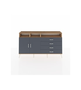 Arges Konsol 5 Raflı 4 Çekmeceli 2 Kapaklı 176x30x99 Çam-Antrasit