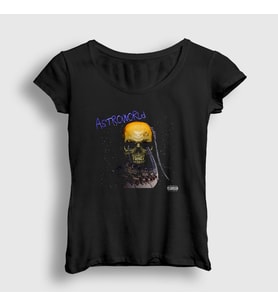 Presmono Kadın Siyah Skull Astroworld Travis Scott T-Shirt 43122tt