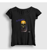 Presmono Kadın Siyah Skull Astroworld Travis Scott T-Shirt 43122tt