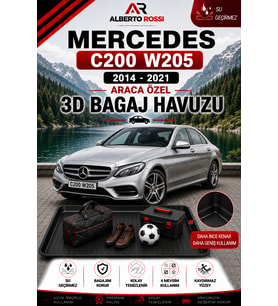 Mercedes C200 W205 2014 - 2021 Araca Özel 3D Bagaj Havuzu