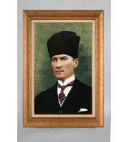 EV İŞYERİ OFİS İÇİN ALTIN ÇERÇEVELİ PASPARTULU ATATÜRK TABLO S7