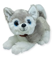 Sesli Peluş Yatan Köpek 25 cm - Gri