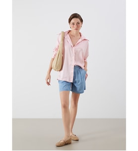 LCW Jeans İndigo Loose Fit Kadın Pileli Jean Şort