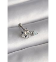 Gümüş Renk Zirkon Taşlı Sallantı Kalp Detay Tragus Piercing - EBJ241123W29512