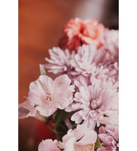 Romantik Pembe Çiçekler MDF Tablo - Gerçekçi Çiçek Buketi Fotoğraf Baskı Çerçevesiz Dekoratif Duvar Panosu