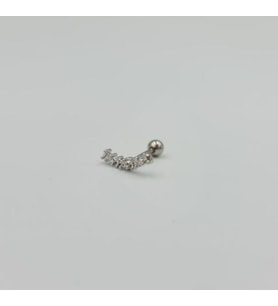 Gümüş Sıralı Taşlı Şık Tragus Küpe Piercing
